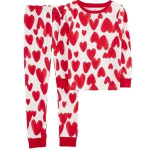 Carter’s Kids Hearts Shirt and Pants Pajamas Girls Size 7